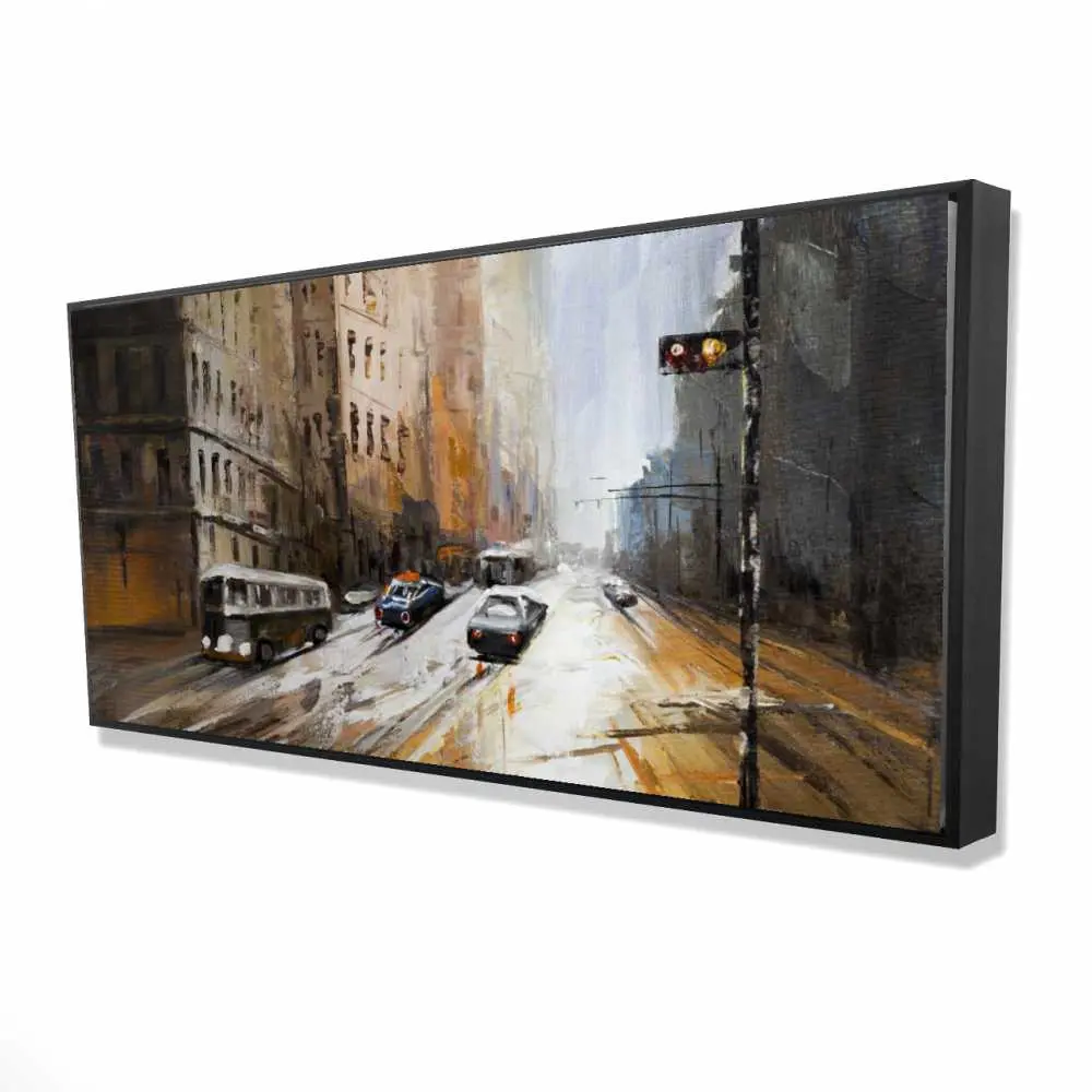Begin Home Decor 2081-2448-CI244 24 x 48 in. Abstract City Street - Building Cities Framed Canvas - Home