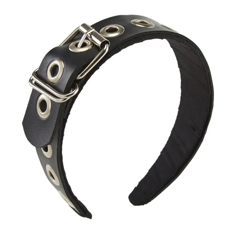 PU Leather Gothic Headband with Metal Buckle, Non-Slip Punk Headpiece for Halloween, Cosplay & Steampunk Parties, Goth Accessories, Alt Hair Accessories, Gothic Tiaras, Metal Buckle Hold, Black Metal Headbands, Punk Tiara Look