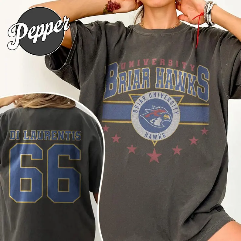 BRIAR U HAWKS HOCKEY TEAM 66 T- Shirt - Off Campus Hockey Shirt Unisex Heavy Cotton Tee - Booktok
