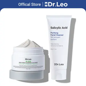 【On Sale】Dr.Leo Cleanser & Clay Mask Set – Blackhead & Acne Care, Oil Control, Deep Pore Cleansing, 4-in-1 Skincare