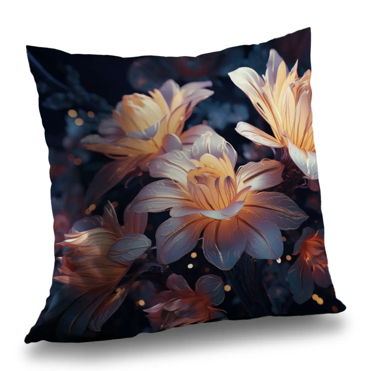 MWW C1PC262605D82N 26x26 in. Blue Polyester Twill Pixie Flower Throw Pillow, Floral Standard Pillows for Cozy Home Decor