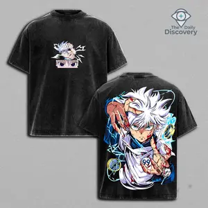 Limited Killua Zoldyck T-Shirt Hunter x Hunter Graphic Anime Tee Oversized Acid Washed Soft Cotton Shirt Anime Streetwear Casual Menswear Unisex Summer Clothing Gift for Anime Fans