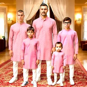 Chikankari father-son family combo set