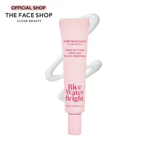 [THE FACE SHOP] Rice Water Bright Vegan Eye Cream | Low Molecular Eye Treatment with Ceramide, Niacinamide, Vitamins & Hyaluronic Acid | Brightens Dark Circles and Firms Delicate Skin | Korean Skincare