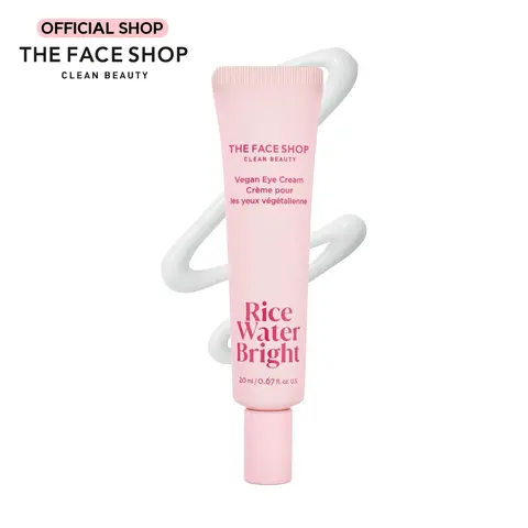 [THE FACE SHOP] Rice Water Bright Vegan Eye Cream | Low Molecular Eye Treatment with Ceramide, Niacinamide, Vitamins & Hyaluronic Acid | Brightens Dark Circles and Firms Delicate Skin | Korean Skincare