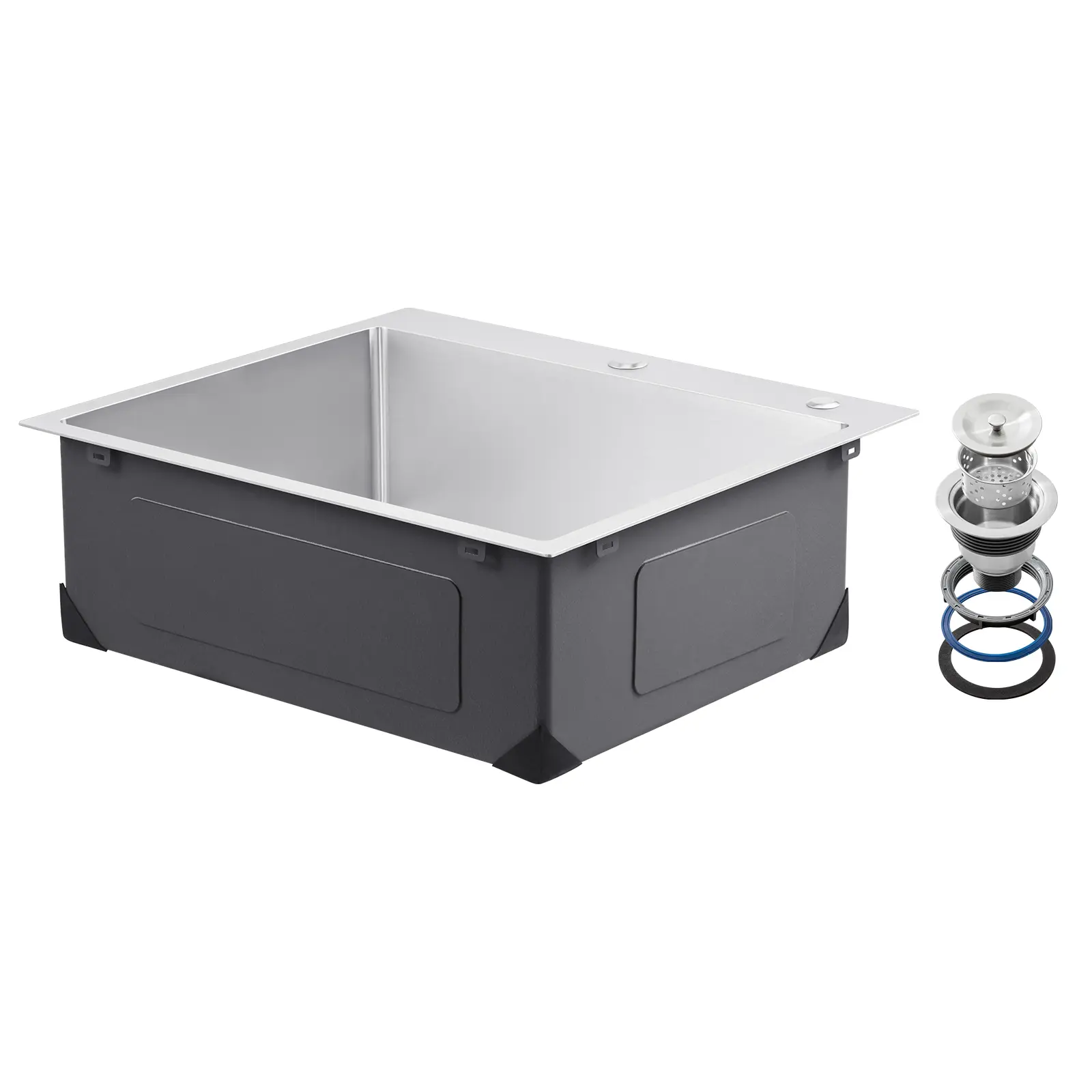 【Summerfinds】VEVOR 25 in Durable Metal Rectangle Kitchen Sink Workstation, 304 Stainless Steel Top-Mount Drop-In Single Bowl Farmhouse Basin with Accessories, 24x21x9 in for RV Prep Kitchen & Laundry Room, Farmhouse Style Home, Rustic Farmhouse Decor