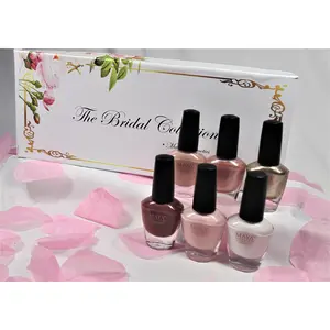 MAYA Effervescent Bridal Collection - Lu'Lu White, Sugar Tip, Gold Digger, Barely There, Petalllic Tea Pink & Dusky Rose Nail Polishes for Floral Nail Art Metallic