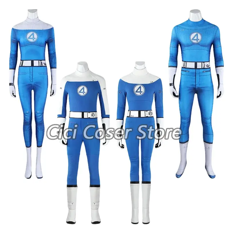 Cosplay Costumes: Mr. Fantastic, Invisible Woman (bodysuit), and Human Torch Outfits—Suitable for Halloween Parties (Adult Men's and Women's Styles) Novelty and Prank Toys