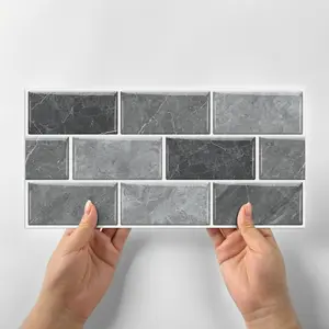 12pcs/24pcs/48pcs Faux Marble PVC Crystal Glossy Wall Stickers, Self Adhesive Stickers, Easy-to-Apply Design, Suitable for Kitchen, Bathroom, and Living Room Wall Decoration, 5.9in x 11.8in #TOP PICKS