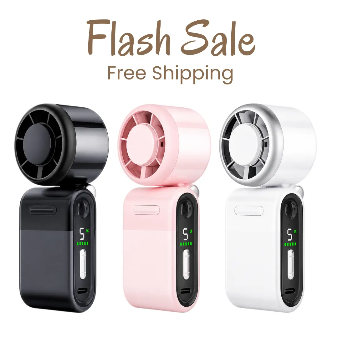 FunSky 3-in-1 Portable Turbo Fan(Handheld/Neck/Desktop Use)15,500 RPM / 5-Speed ​​Strong Airflow / USB Rechargeable,Lightweight pocket fan; ideal for outdoors, travel, and the beach; a great summer gift for men and women