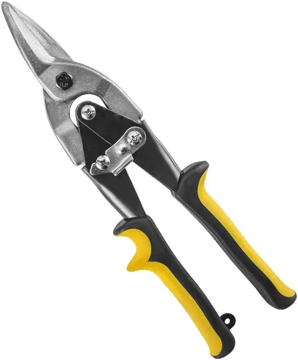 10 inch Aviation Tin Snips, Straight Cut Metal Shears with Non-Slip Tyregrip Handle, Cr-V Steel Blades Shears for Thin Sheet Metal, Aluminum, Gutter & DIY Projects