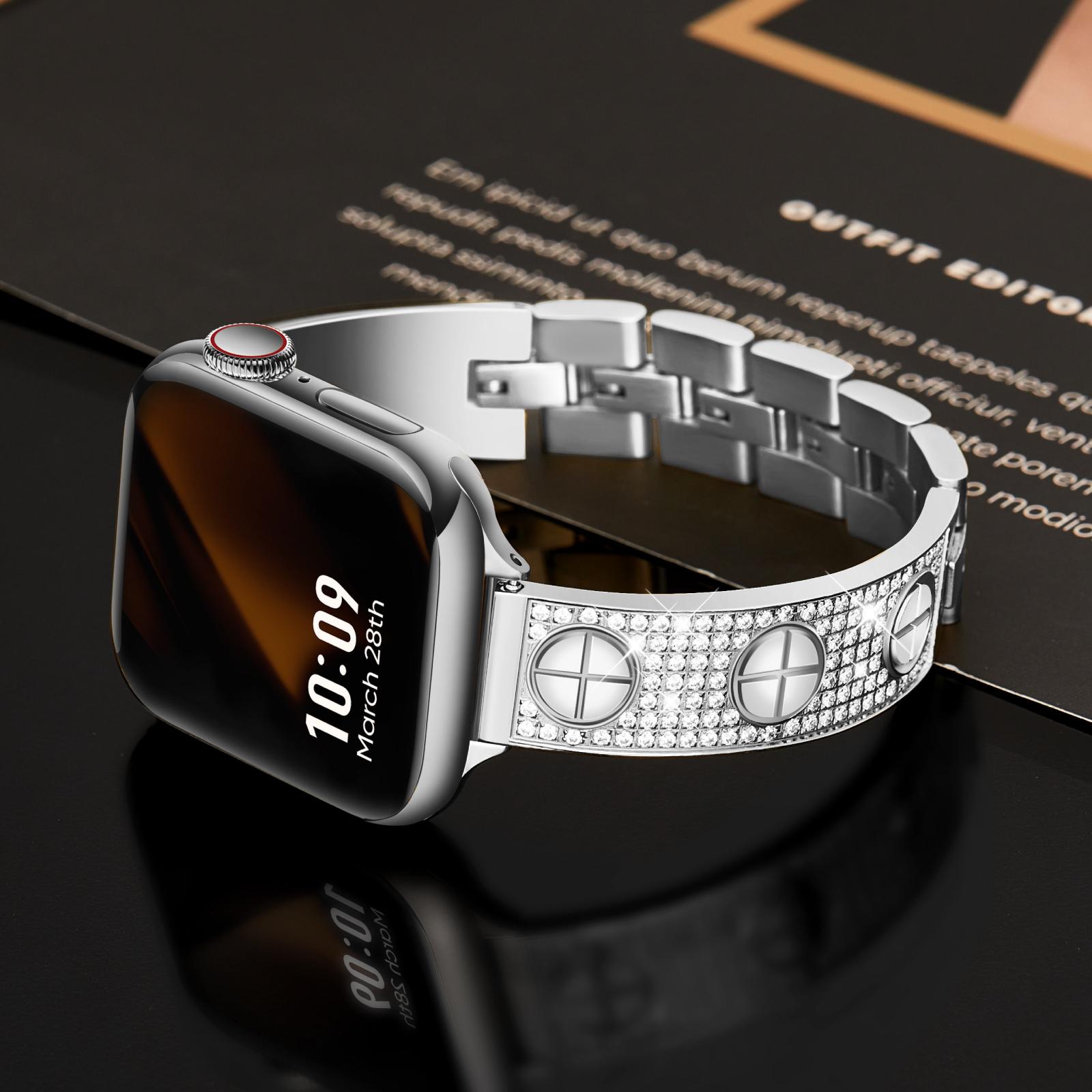 MISSAIR Luxury Diamond Band Compatible with Apple Watch Series 11-1 SE & Ultra - Elegant Stainless Steel Bracelet Wristband For Women's Christmas Gift