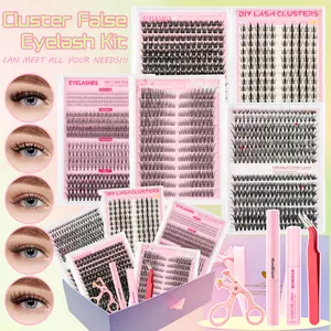 DIY Lash Extension Set With Lash Glue, Bond & Seal, Lash Remover, Tweezers For Beginners & Professionals 10-18mm Soft D-Curl Individual Cluster Lashes Easy At-Home Glam Eye Makeup wispy Natural Flawless