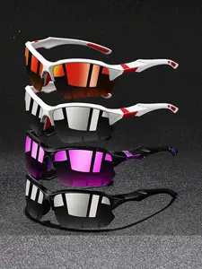4 pairs of the latest unisex contrast-color semi-frame Sports Cycling Sunglasses, available in multiple colors. Equipped with lenses for UV protection, suitable for various outdoor activities, combining fashionable design with practicality and aesthetics