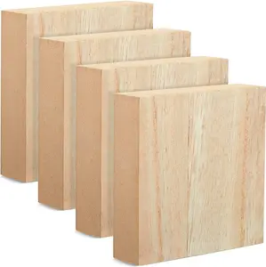 Unfinished MDF Wood Blocks for Crafts, 1 in Thick Wooden Square Blocks (4X4 In, 4 Pack)