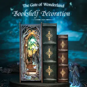【The Gate of Wonderland】CUTEBEE Book Nook Kit - DIY Miniature House Magic Tiny House Booknook Dollhouse Kit for Adults, Teens, 3D Wooden Puzzle Bookshelf Insert Decor, Gifts for Family and Friends