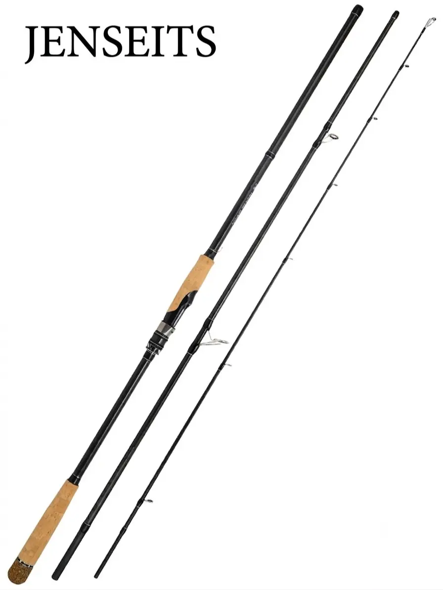 【Summer Wins】Jenseits Fishing Rods, 3-Piece Carbon Fiber Spinning Poles, Saltwater Resistant Guides, 9'/10'/12'-Portable 3-PieceCork/EVA Grip for Bass Trout Inshore & Surf Telescopic Rod Telescoping Rod Travel Surf Rod