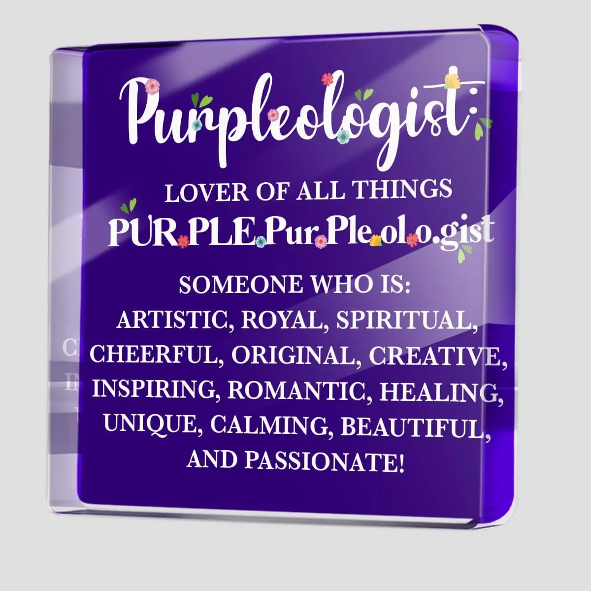 Purple Lover Gifts for Women Bestie Friends, Positive Affirmation Desk Acrylic Sign, Motivational Work Desk Sign Office Cubicle Desktop Decorative Signs
