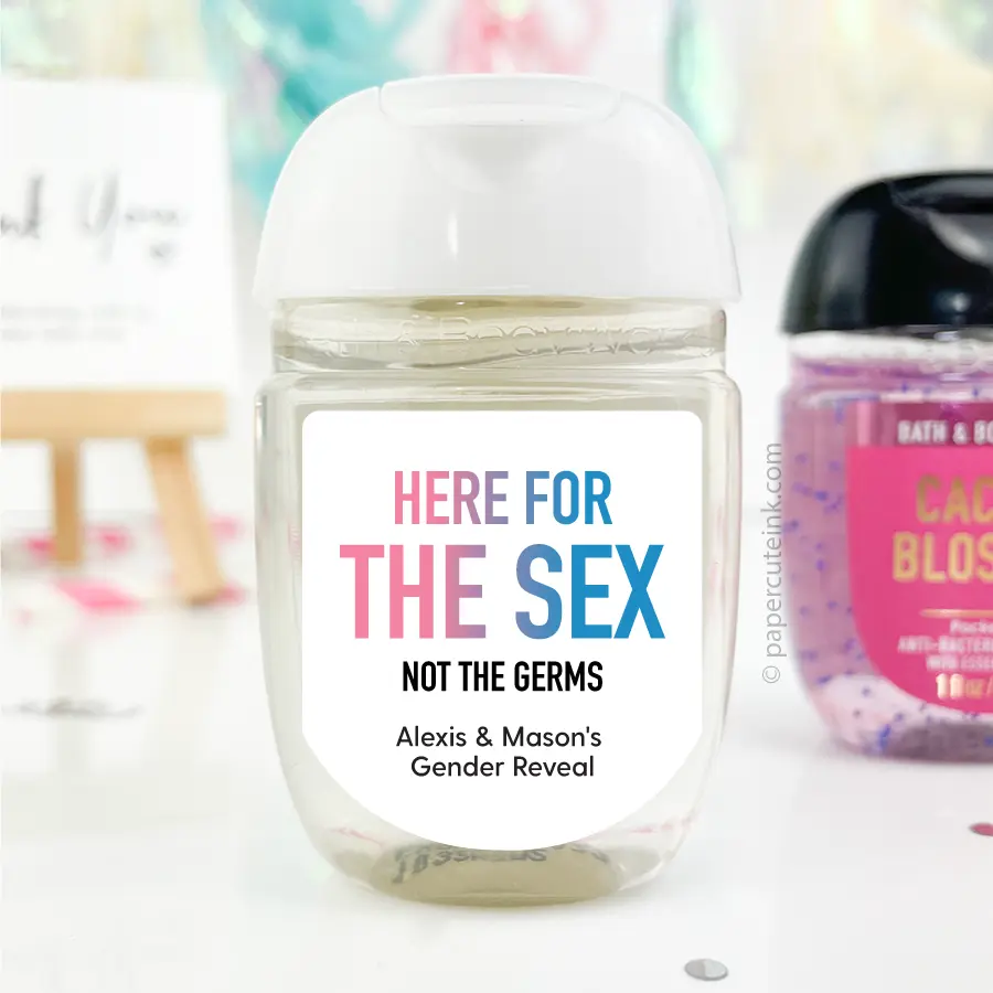 Gender Reaval Hand Sanitizer Sticker Labels