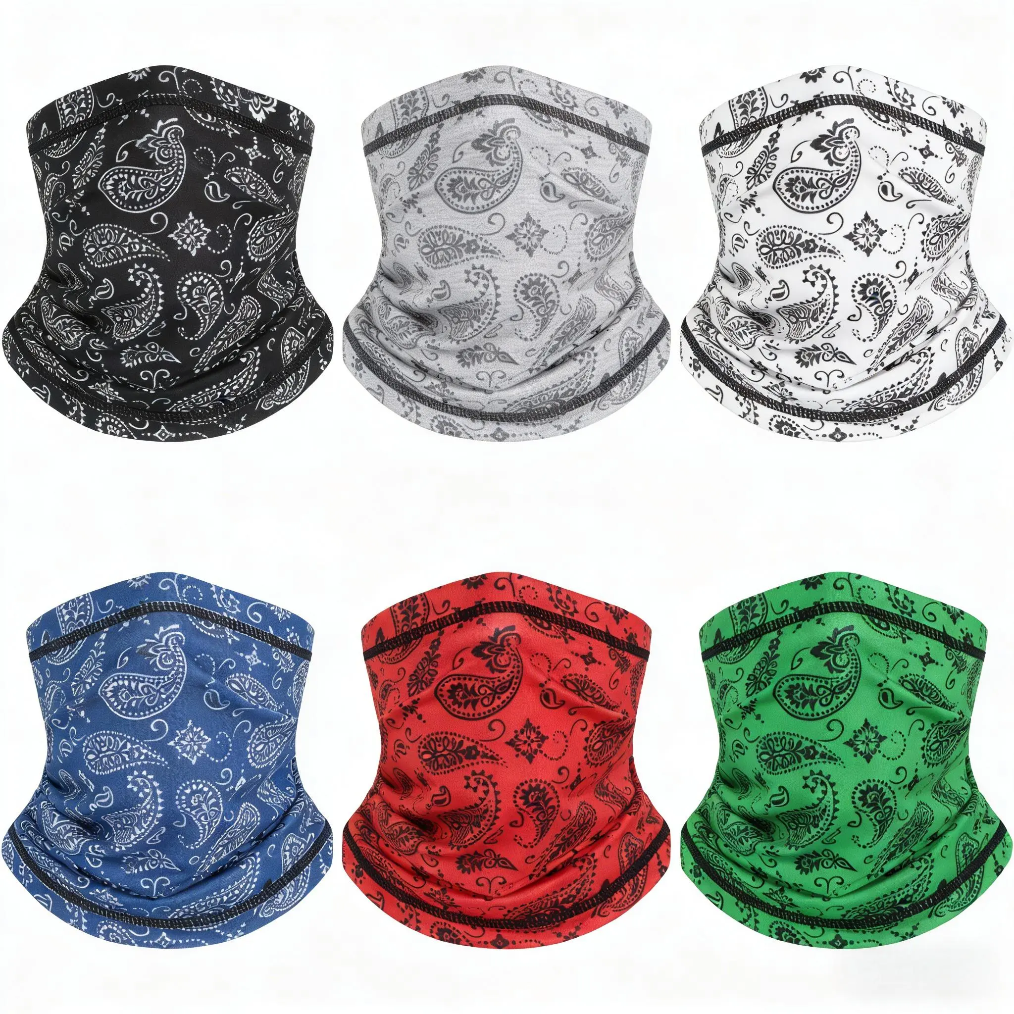 Unisex 6-Pack Cotton Camouflage Neck Gaiters Face Covers - Seamless, Quick Dry, 1-Size Protective Gear, Multi-Functional Bandana Scarf Balaclava Headband, Sports & Outdoor Accessories for Adults summerwins, Neck Gaiter Masks, Windproof Neck Gaiter