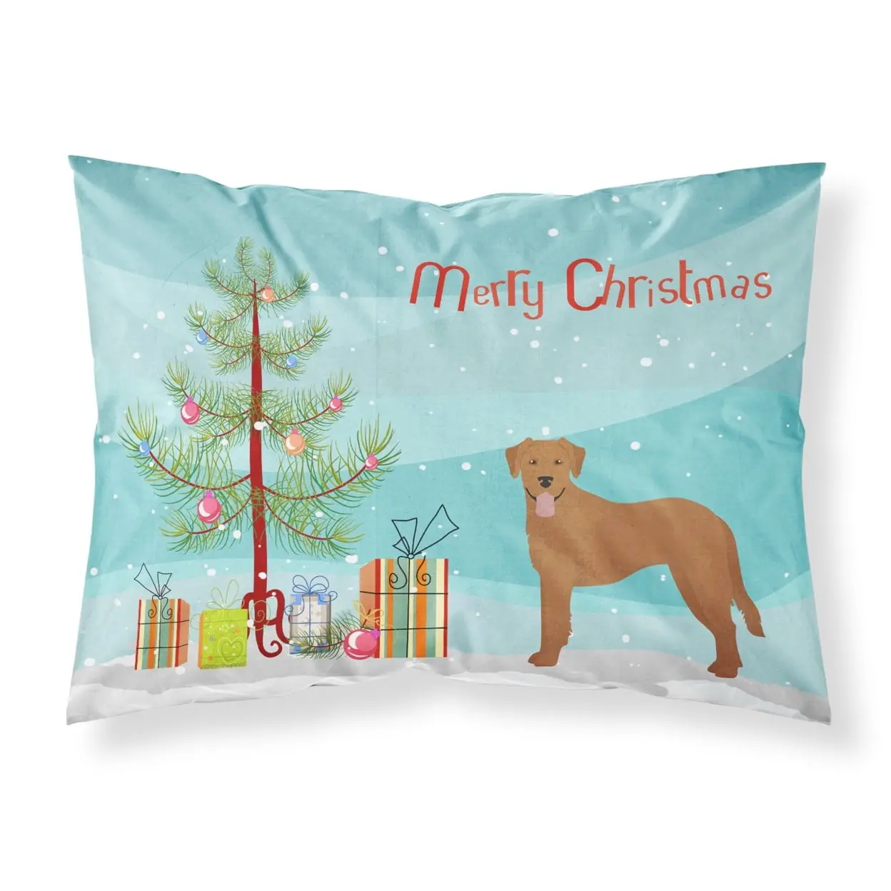 Carolines Treasures CK3836 Breathable Print Goldador Christmas Tree Fabric Standard Pillowcase, Machine Washable, No Ironing
