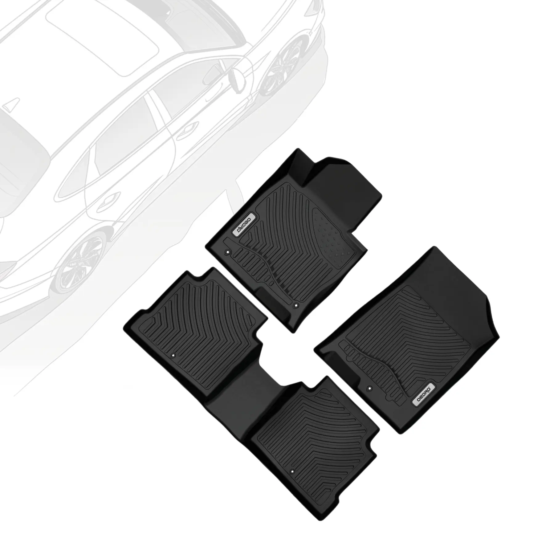 OEDRO TPE Floor Mats fits KIA OPTIMA 2016-2020 & Hyundai Sonata 2015-2019, All Weather, Waterproof