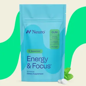 Neuro Spearmint Energy & Focus Gum/Mints (90 Pieces) - Sugar Free with Natural Caffeine, L-theanine, Vitamin B12 & Vitamin B6