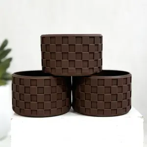 Espresso Silicone Boot for Tumblers, Tumbler Accessories, Dark Brown, Protective Silicone 3D Tumbler Boot, Checkered Tumbler Boot Drinkware Mug