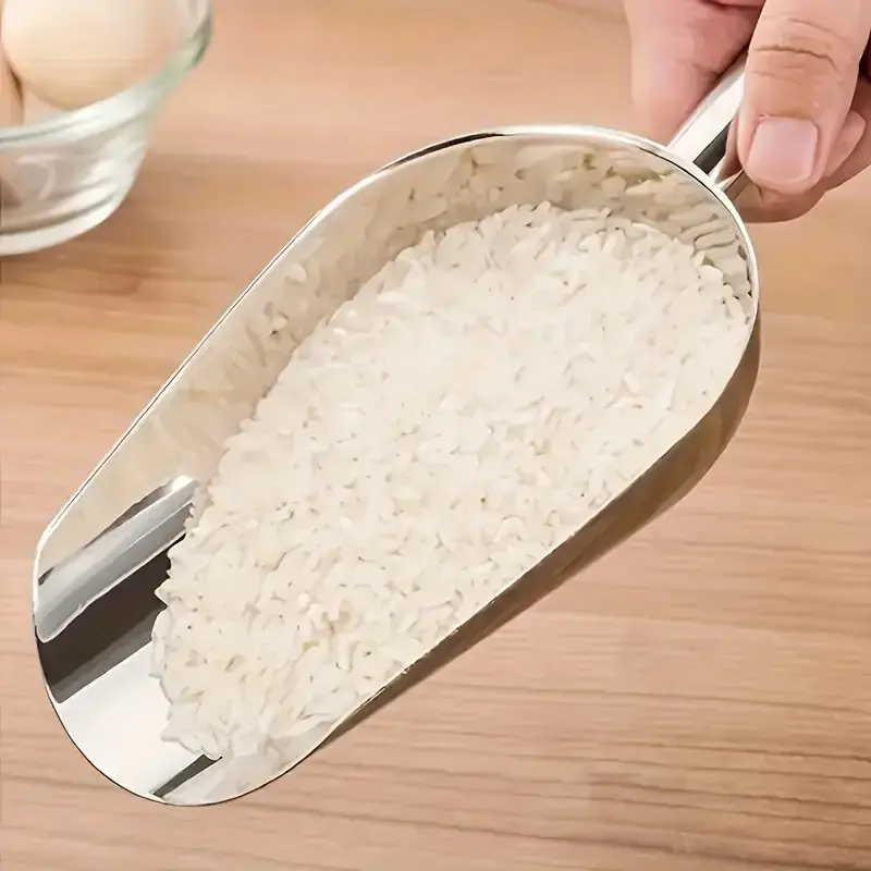 Stainless Steel Multi-Purpose Ice & Grain Scoop, Ergonomic Handle, Rust-Resistant, Dishwasher Safe, Home & Commercial Kitchen Tool