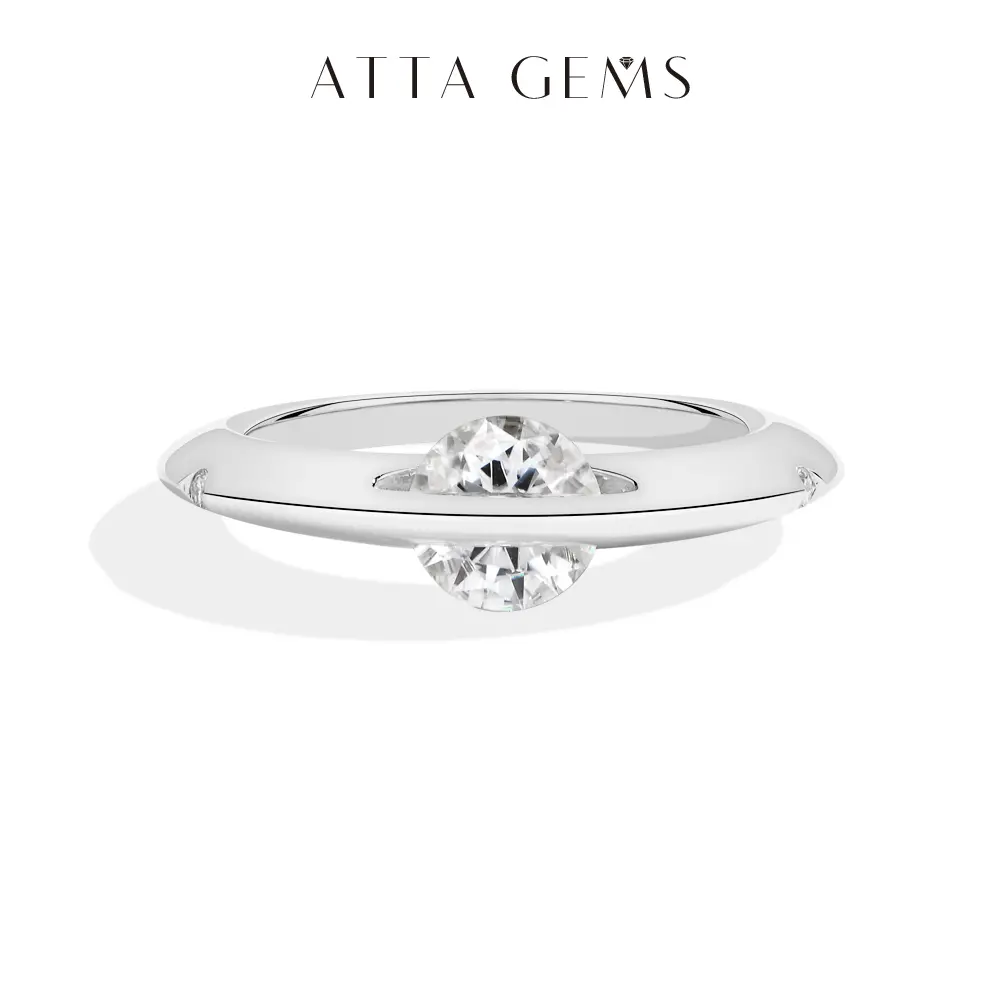 ATTAGEMS Round Cut 1.0ct D Color Lab-Created Moissanite Ring for Women Men Unisex Real S925 Sterling Silver Anniversary Birthday Party Jewelry for Gift R306, Real Sterling summerwins,summerwins