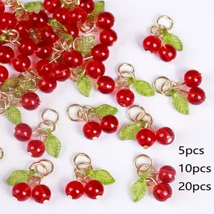 5/10/20 Cherry Pendants, Glass Bead Charms, DIY Necklace Earrings Bracelet Phone Chain Supplies, Beads Charms Accessories, Diy Jewelry Accessories, Christmas New Year Valentine Gift