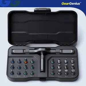 GearGenius Removable Self-Assembly Precision Mini Screwdriver Set with 24 Interchangeable Bits, Security Torx, Multi-Function Magnetic & Magnetic Ratchet Screwdriver Tool for Electronics Repair Ratchet Screwdriver Set Multipurpose Modular