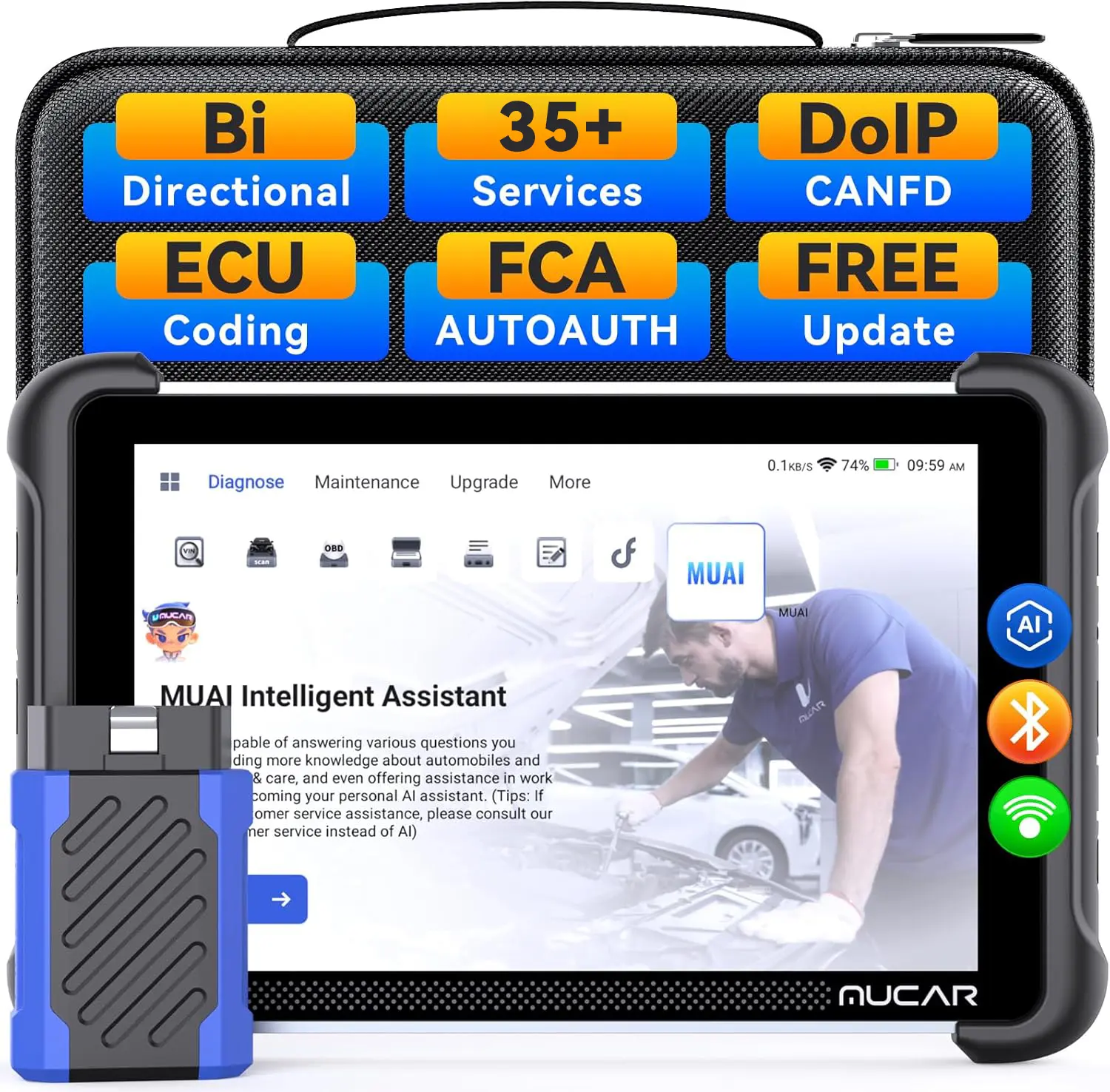 【summerfinds】MUCAR 892BT AI-Assisted Automotive Free Lifetime Upgrade OBD2 Scanner Tool , Full System OBD2 Scanner, ECU Coding,Bi-Directional OBD2 Scanner Diagnostic Tool, 35 Services, FCA Autoauth, CANFD and DoIP
