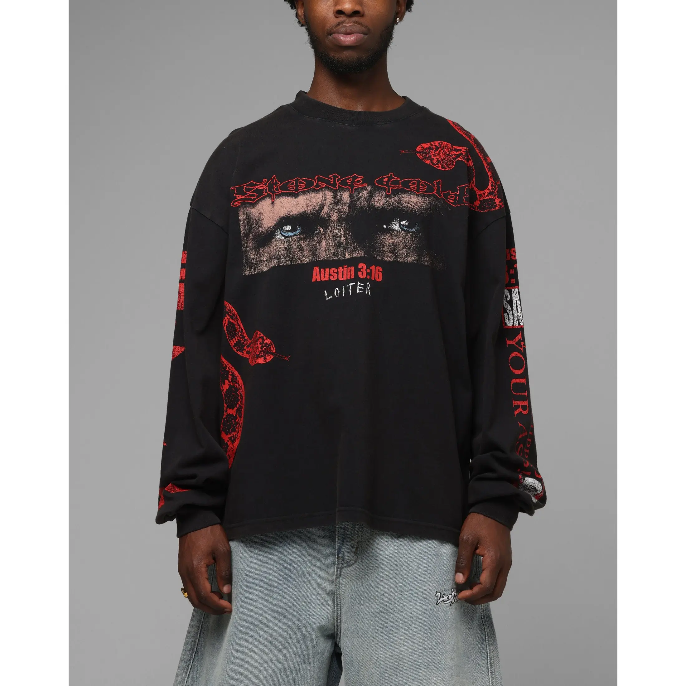 Loiter X WWE Stone Cold Long Sleeve T-Shirt Black
