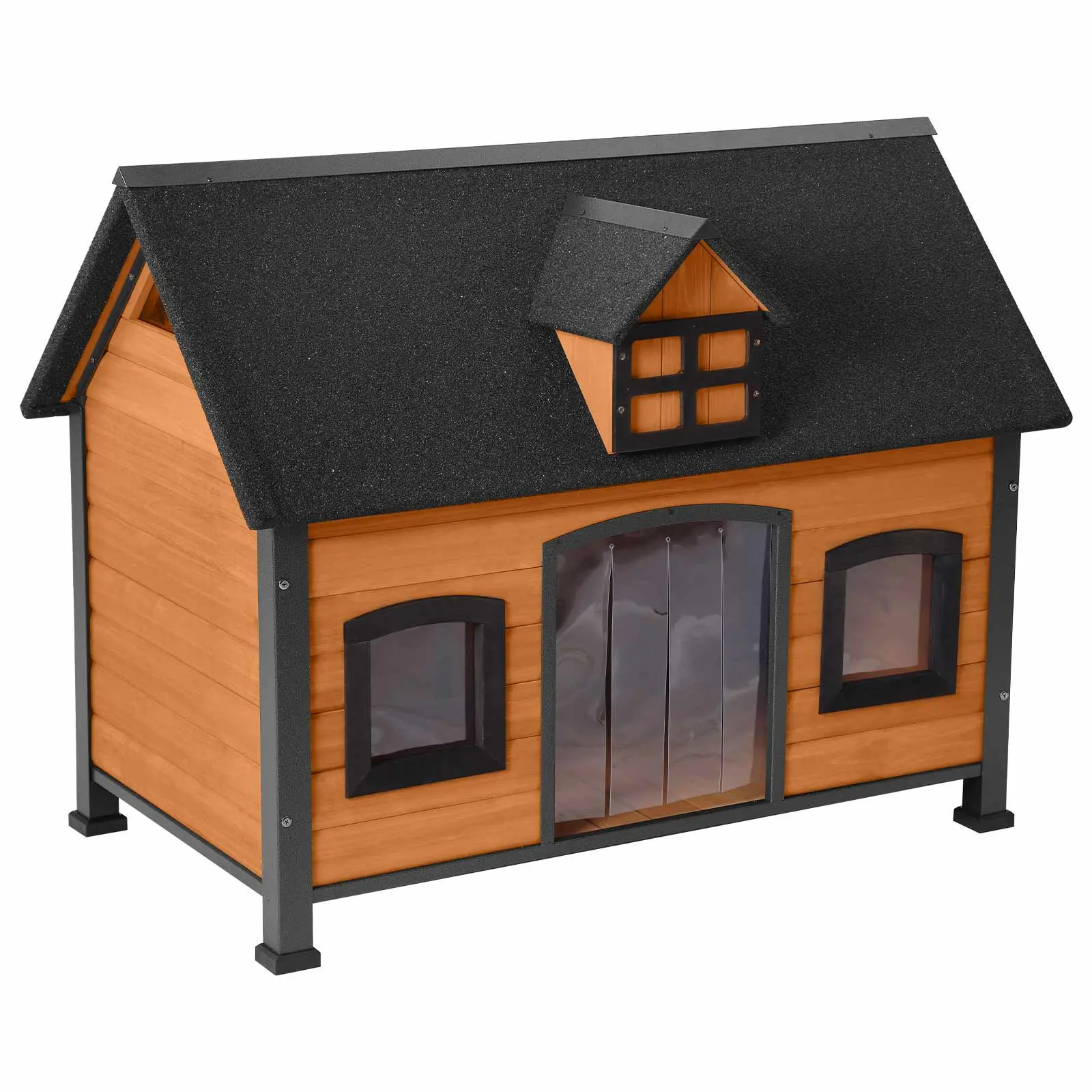 Aivituvin Premium Wooden Dog House | Iron Frame and Asphalt Roof-AIR90