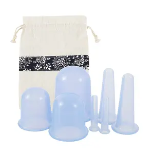 Silicone Vacuum Cupping Cups Blue Cupping Therapy Set with Strong Suction Anti-Cellulite Cupping Device for Adults Body Care Facial Roller