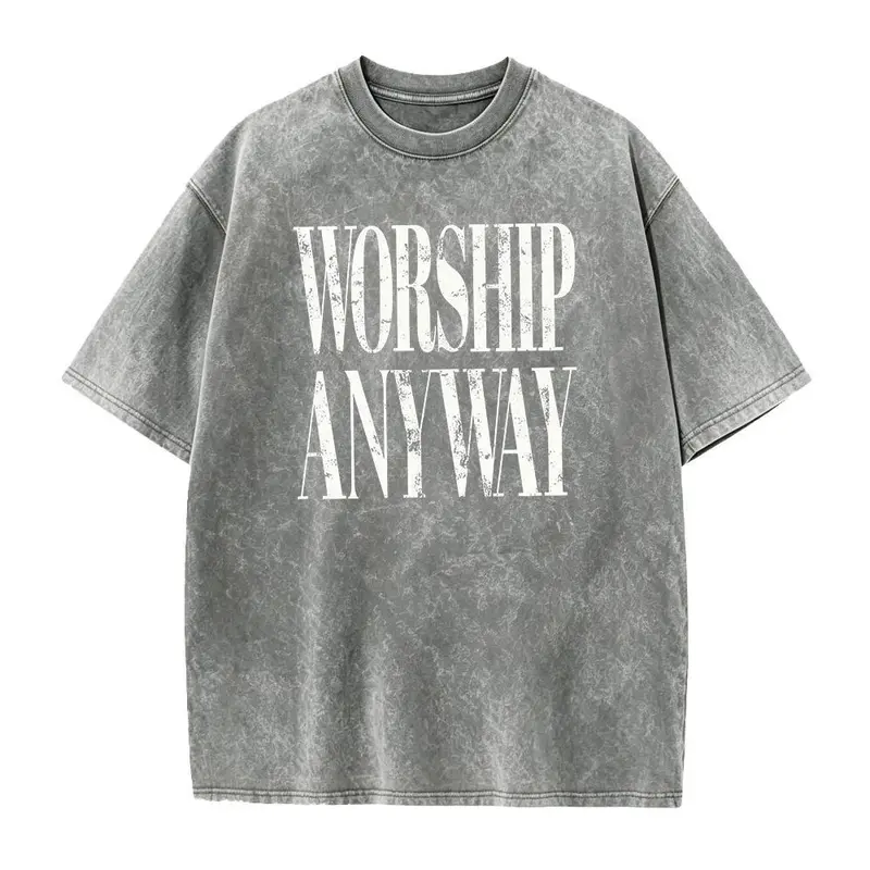 Worship Anyway T-shirt: Distressed Christian Tee, Faith Inspired Christian Religious Tee, Vintage Church Outfit