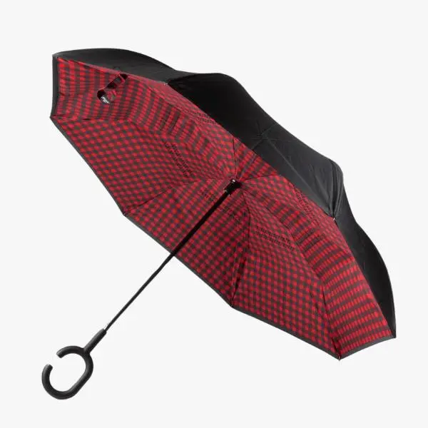 Gingham Checkered Inverted Umbrella