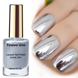 Mirror Effect Metallic Nail Polish Silvery-12ML,Silvery Color Matching Elegant Atmosphere, No Backing, Quick-drying Alcohol-Free Ingredients, Natural Quick Drying, Salon Quality, DIY Nail Art Enthusiasts Must-Have