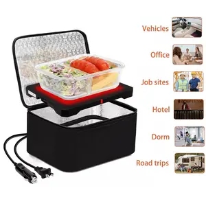 Portable 12V Heater for Lunch Boxes & Food (Lunch Box Not Included) - Compact Travel Heater with Adjustable Settings, Durable Plastic, US Plug, Ideal for Car Trips, Office, Camping, Picnics