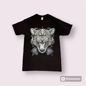 Jaguar relieve Patterned T-Shirt - 100% Cotton - Medium Length - Fitted - Short Sleeve - Crew Neck - Casual - Man - Top Menswear graphic t-shirt