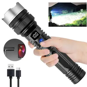 Strong Flashlight Highlight - Rechargeable & Adjustable Brightness Flashlight ,Robust Handheld Torch - Ideal for Outdoor Adventures, Emergencies, Camping, Fishing, Garden Illumination, Night Security, & Garage Use