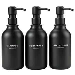 Shower Dispensers Set with Refillable PET Bottles & Labels