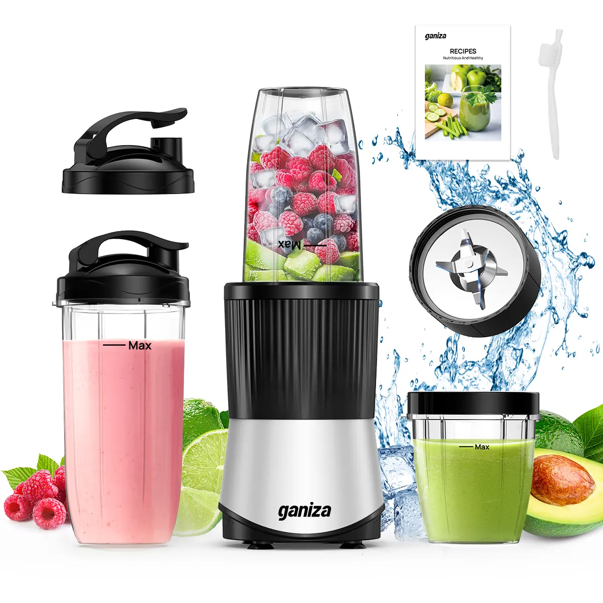 Ganiza Professional High Speed Power Blender, 25000 RPM Countertop Model, Suitable for Frozen Fruits & Ice, Multifunctional Juicer Cups & Food Processor, Dishwasher Safe, Comparable to Nutribullet & Vitamix Smoothieblender,home essentials