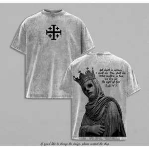 Baldwin IV The Leper King T-Shirt, Tank Top & Hoodie Washed Crusader King of Jerusalem Tee, Jerusalem Cross Medieval Christian Shirt, Vintage Washed Gothic Faith Streetwear - Jesus Apparel - Christian Outfit