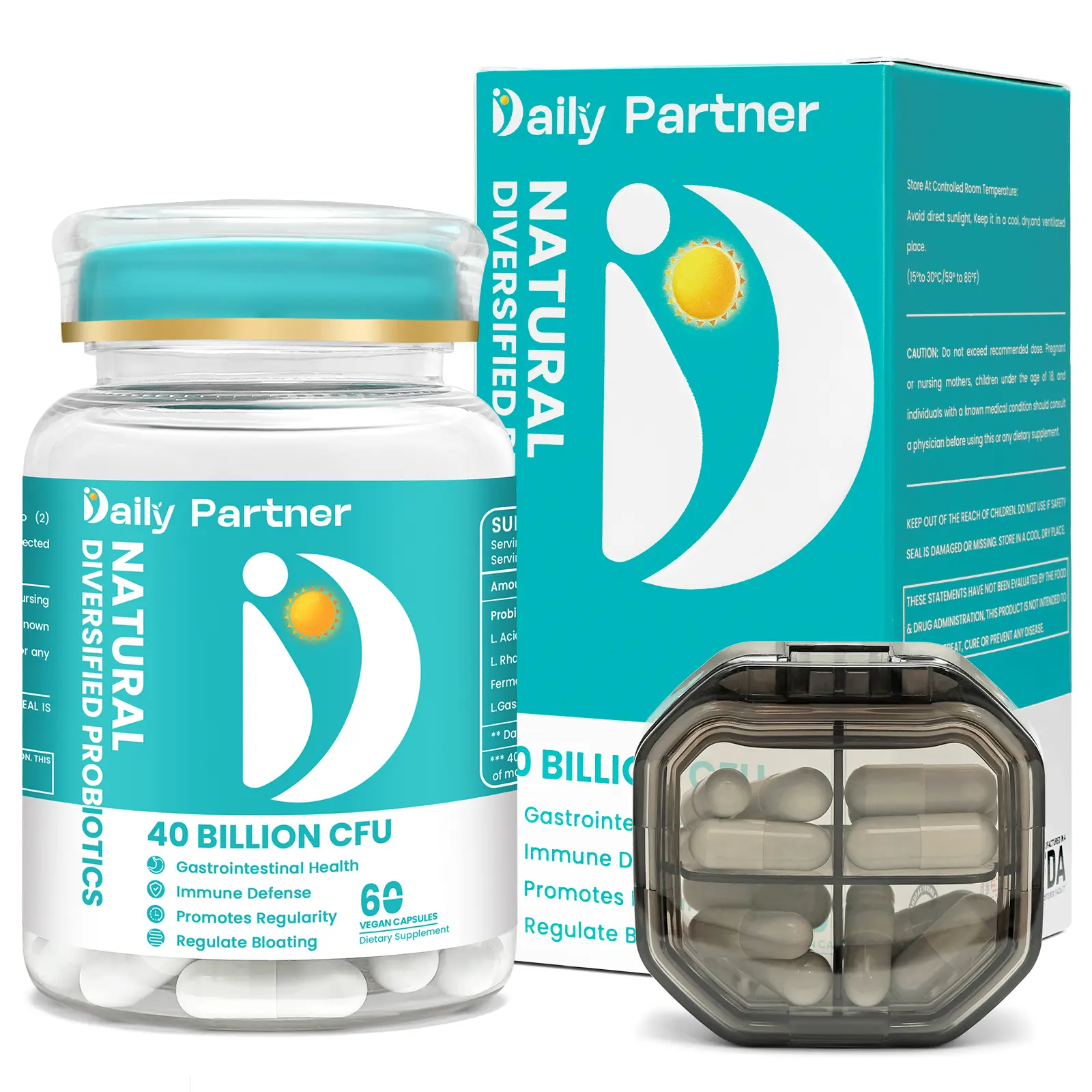 Probiotic Supplement - for Women Men, Lactobacillus Salivarius, 40 Billion CFU Probiotics, Digestive & Gut Support, Intimate Balance- Helps Relieve Bloating, Gas, Diarrhea & Constipation, + Capsule Box Edible