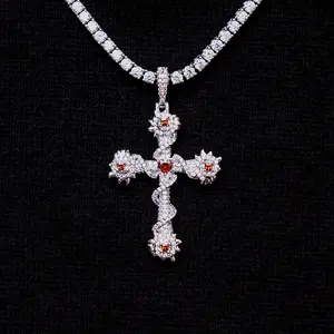 Ruby Iced Spiked Cross - Perfect Mother's Day Gift
