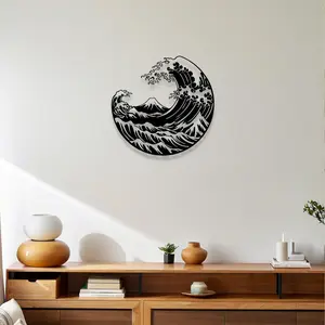 Classic Style Hokusai Wave Metal Wall Decor, Kanagawa Giant Wave Vintage Wall Art, Perfect for Bedroom, Beach Villa, Indoor and Outdoor Spaces