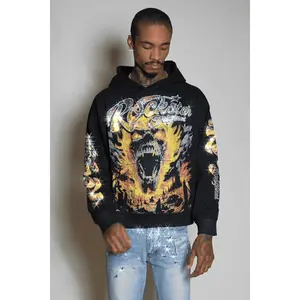 Brun Black Rhinestone Oversized Hoodie