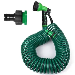 Coil Garden Hose with 7-Mode Spray Nozzle – Tangle-Free EVA & TPU, 25–66 ft